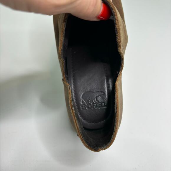 Sorel Cate Cut Out Low Brown Leather Ankle Boot Chunky Heel 8 - Picture 8 of 9